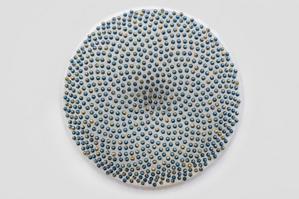 Cosmic Whirl (2015)

View: Installational
Materials: 794 wooden spheres, glass fibre rods, teal and gold metallic paints, lacquer, MDF, aluminium tubing, aluminium fixings.
Dimensions: 93cm(w) wall-mounted disc x 20.5cm (d)